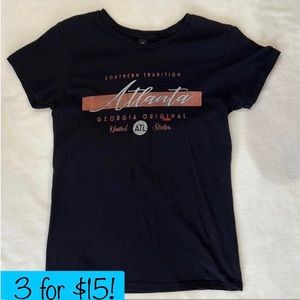 Anvil Lightweight Atlanta Georgia Short Sleeve T-shirt Black Orange Coral small